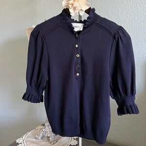 BA&SH Sera sweater. Short sleeve Navy
